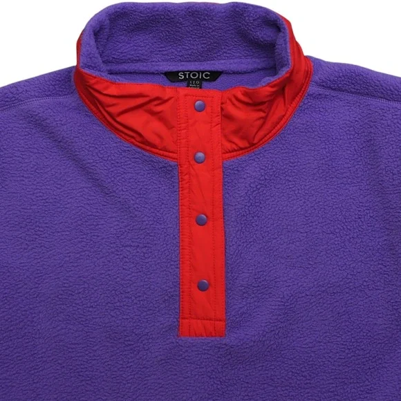 Stoic Color block Snap Neck Fleece Pullover Jacket Mens L STM051 - Picture 2 of 14